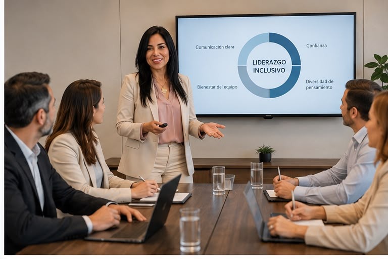 Mara John durante una reunión de liderazgo inclusivo